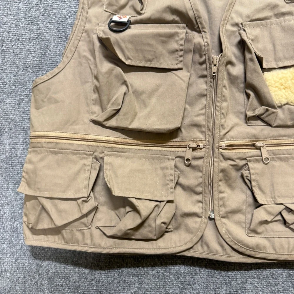 Vintage Columbia Sportswear Khaki Fishing Utility Vest Mens XL Canvas Outdoor